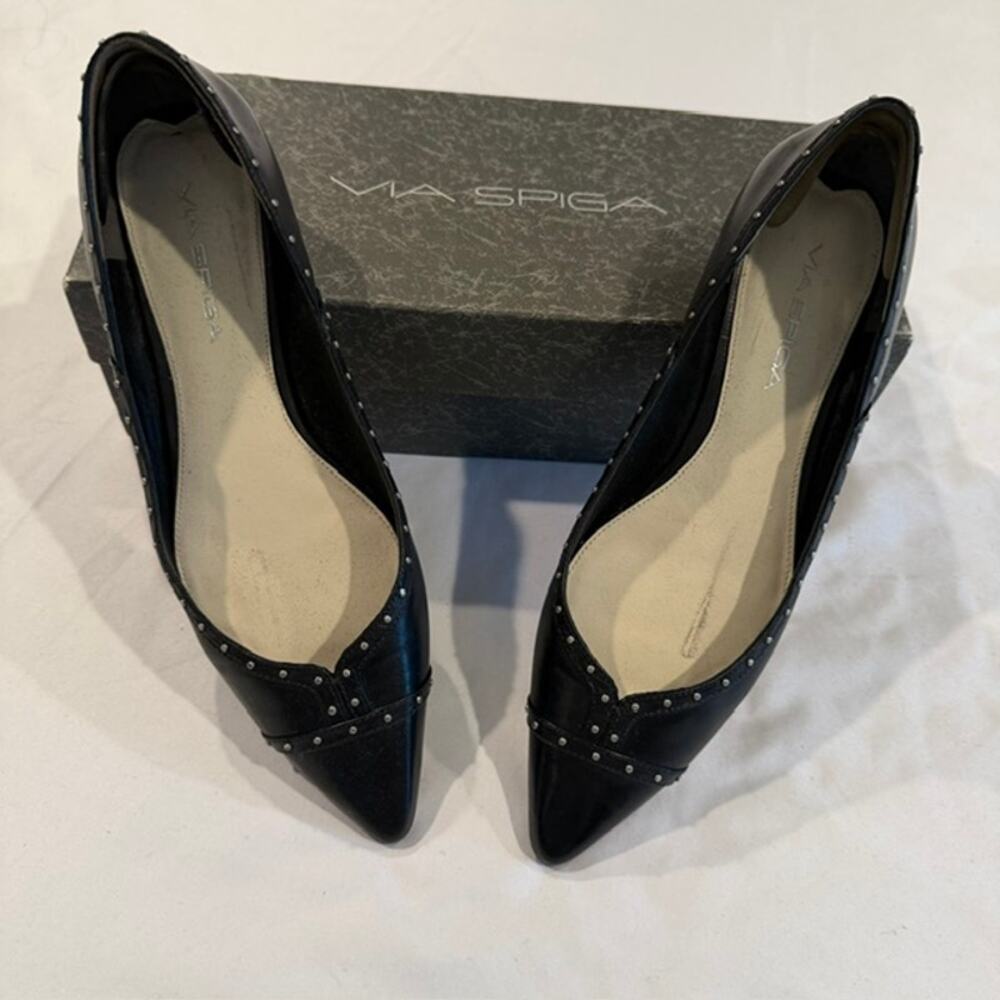 Via Spiga Black Leather Ballet Flats Women's 7.5M